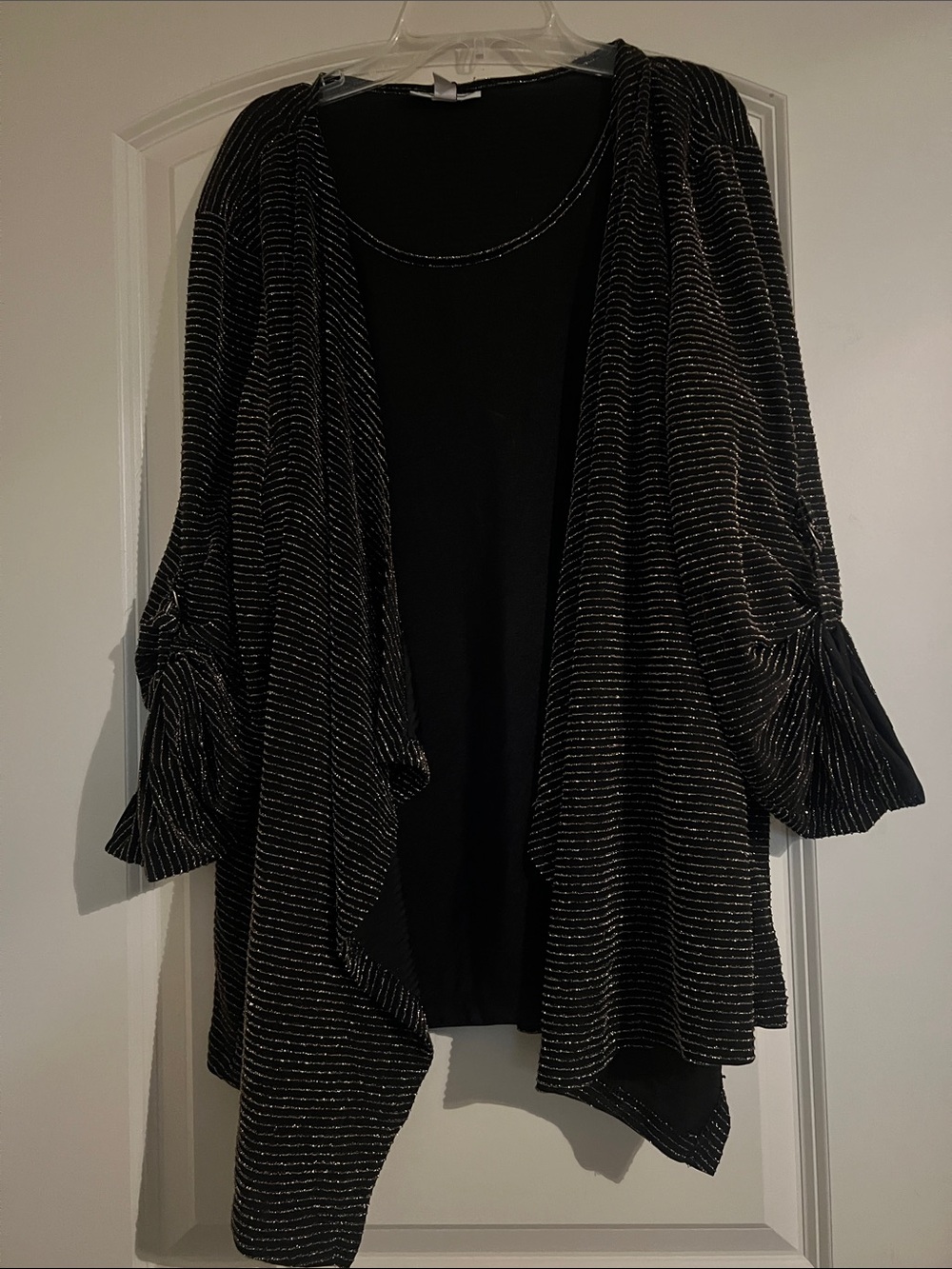 Black and Gold Draped Women's Sweater Cardigan